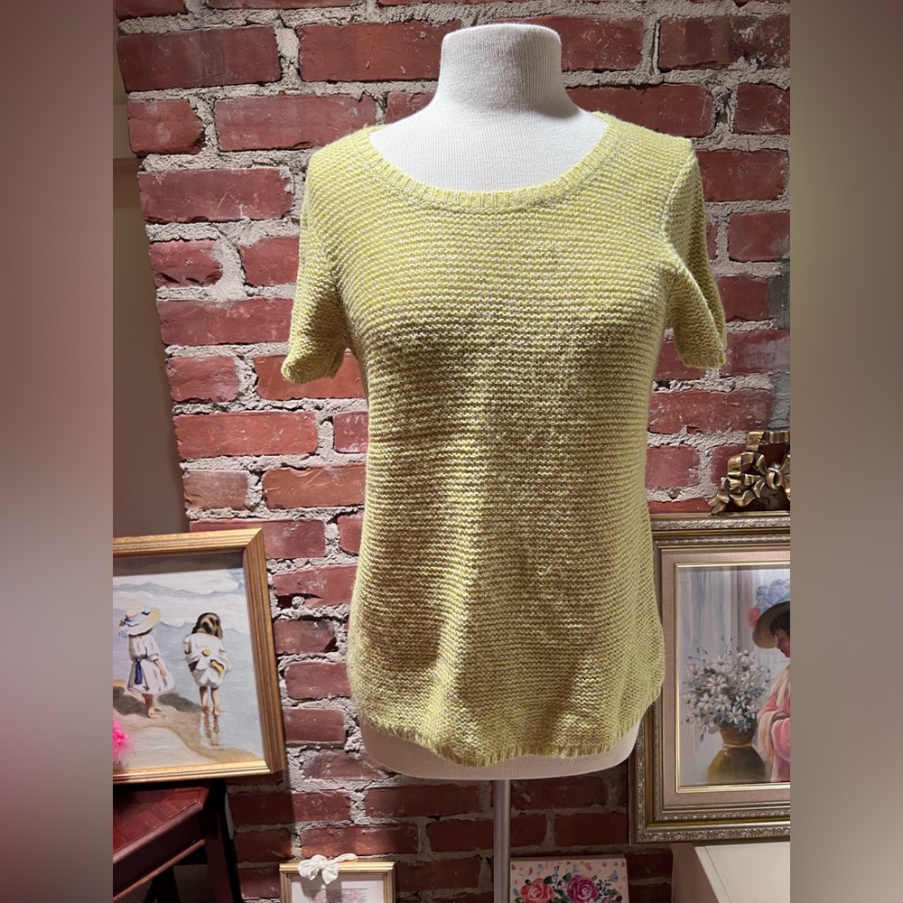 Gap Short Sleeve Yellow Knit Top With Back Tie Detail
